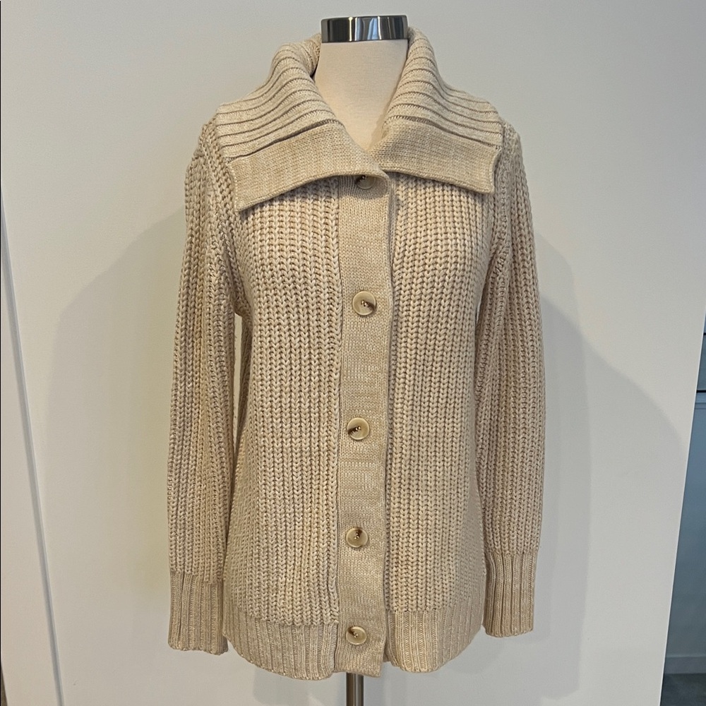 Women's Beige Sweater with Button Detail